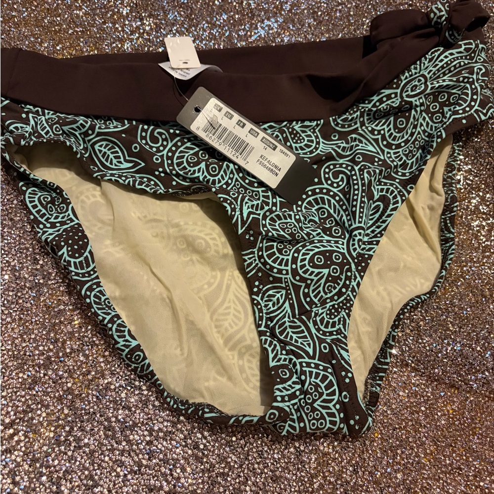 Fantasie Brown and Blue Patterned Bikini Bottom